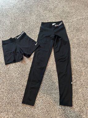 Nike Pro Black Compression Leggings and Shorts